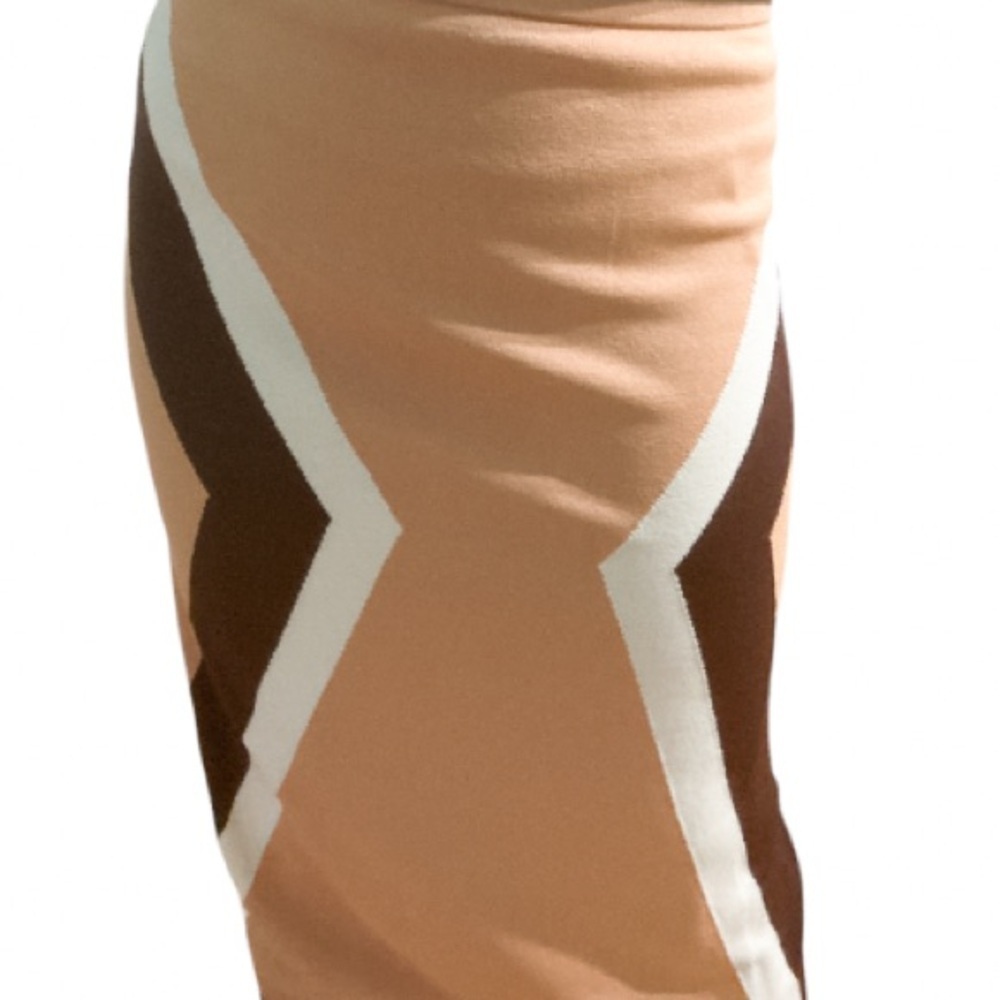 Luxe color-block stretch knit midi skirt l - Picture 3 of 6